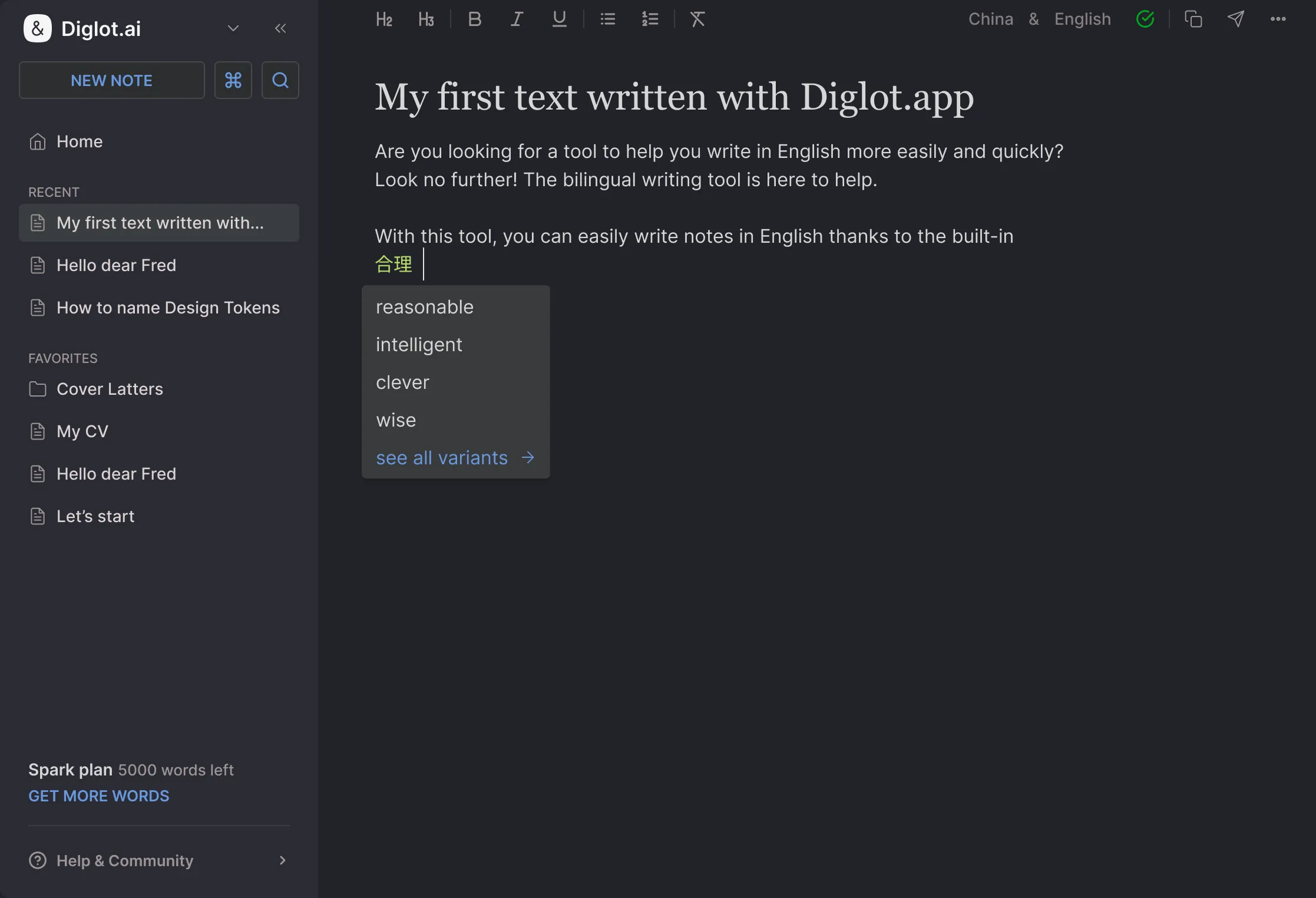 Mapa de flujo de Diglot.ai dentro del editor