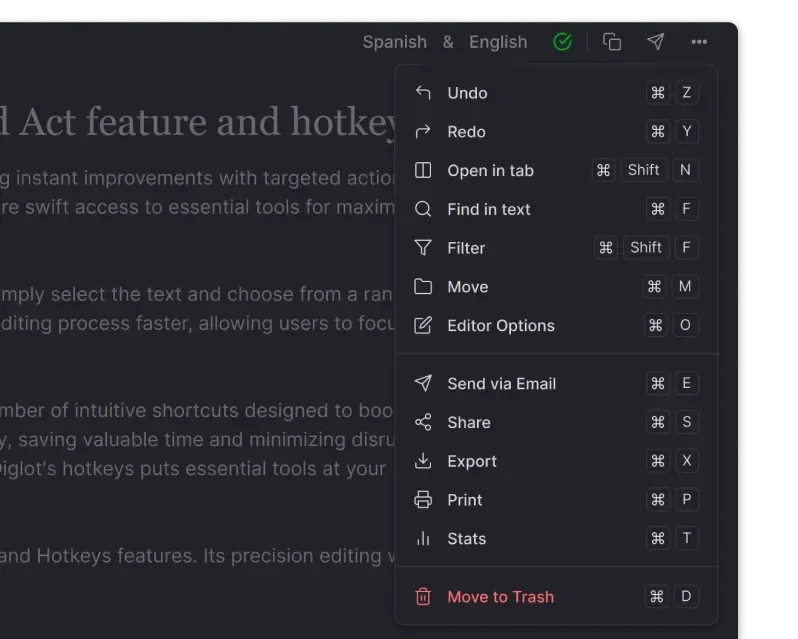Diglot.app hotkeys
