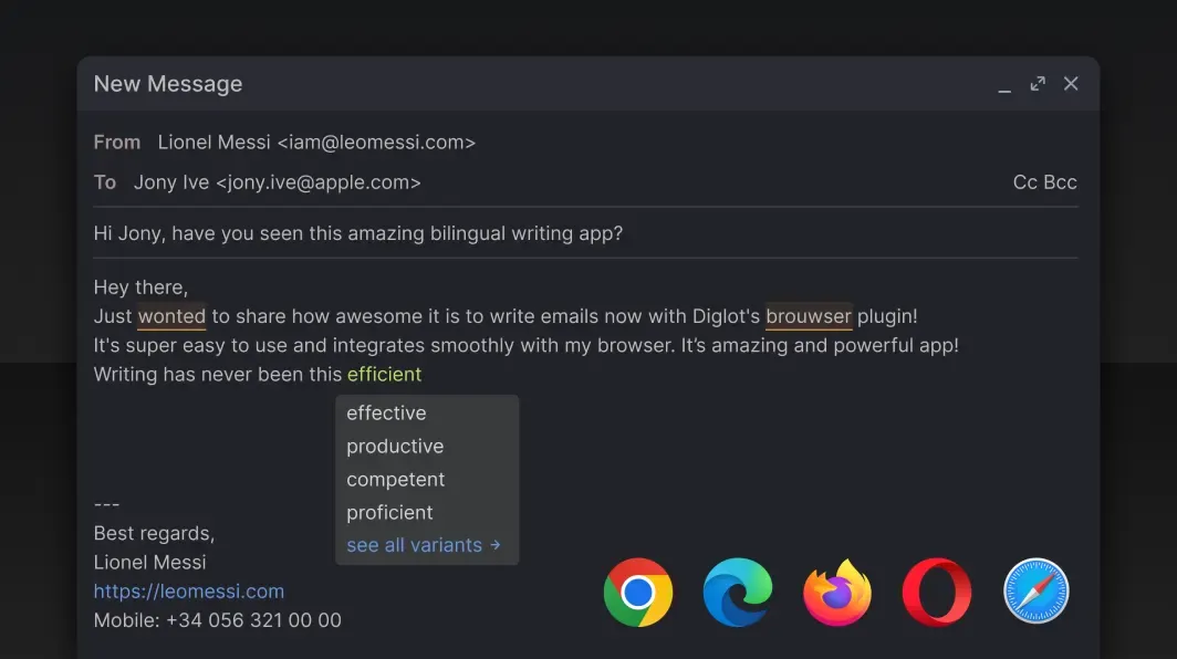 Diglot works in all browsers
