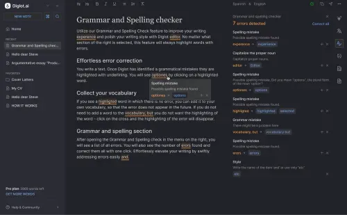 Fix grammar, spelling, punctuation, and awkward English while you write.