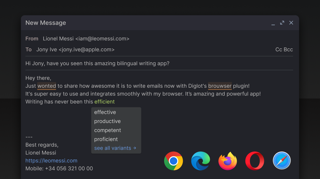 Diglot works in all browsers