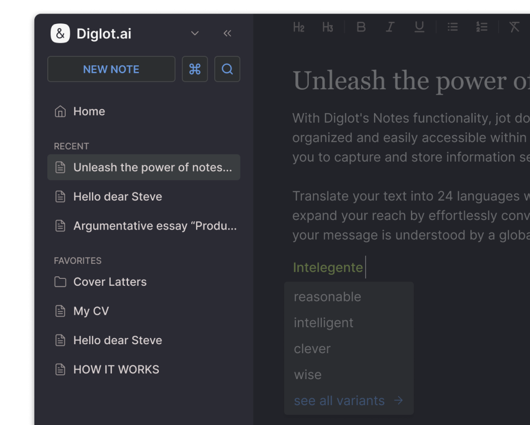 Diglot.ai Notes