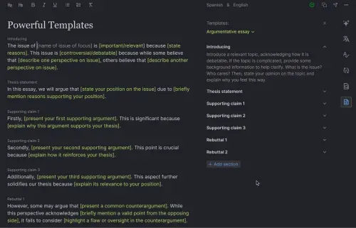 Powerful templates in Diglot app