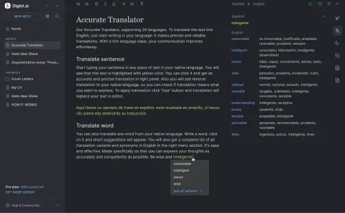 Translate, compare, and refine text inside the same bilingual writing workflow.