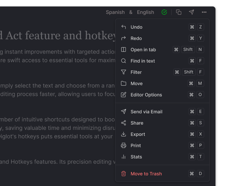 Diglot.app hotkeys