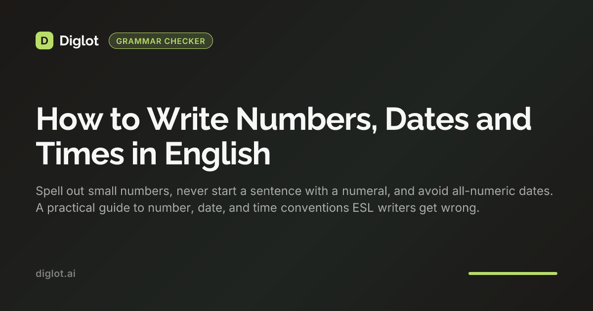 Comparing Numbers Send Student How to Write Numbers, Dates and Times in English | Diglot